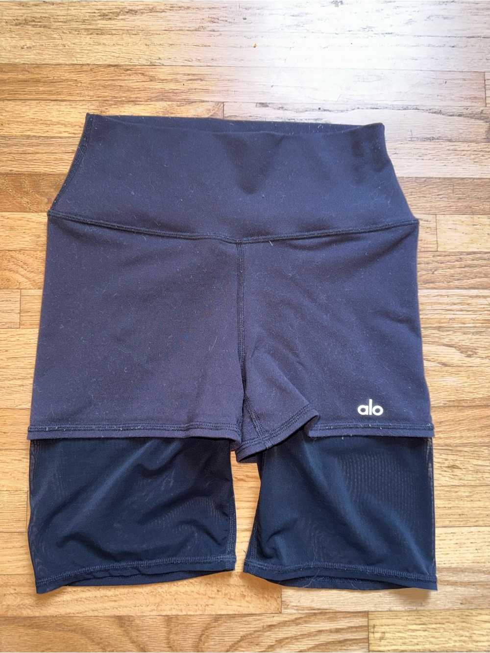 ALO Yoga Black Layered High-Waist Bike Shorts